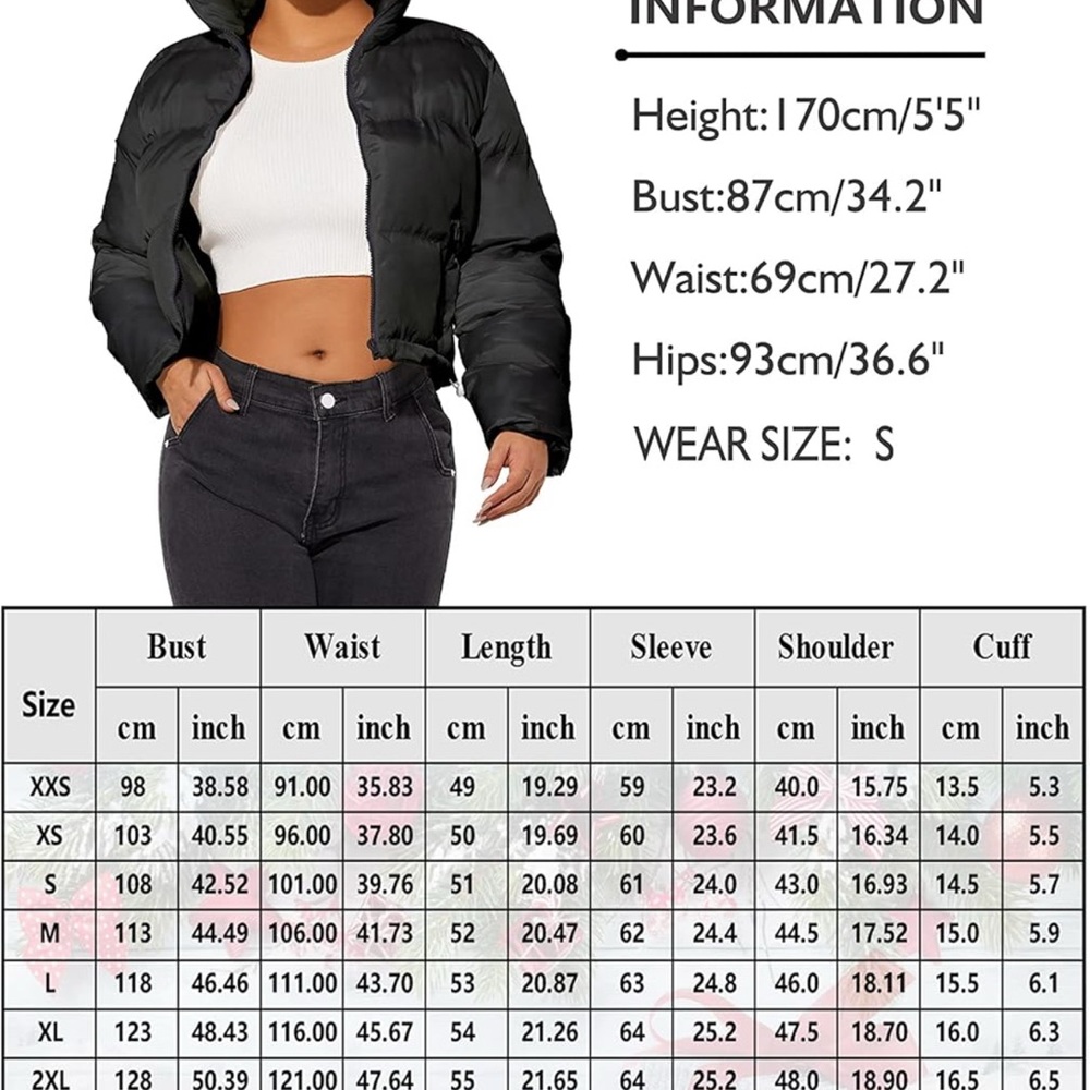 Women's Crop Short Jacket Cropped Puffer - Picture 6 of 6